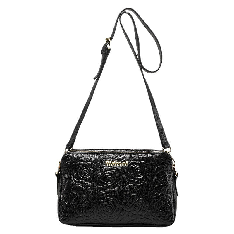 レディースバッグ牛革ファッションスクエアバッグシングル斜め掛けバッグローレットめ何とでも合うショルダーバッグ.ポシェット