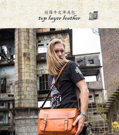 メンズメッセンジャーバッグ韩国ファッションカジュアル手作り牛皮本革製男性斜めがけショルダーバッグ