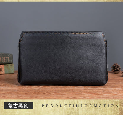 メンズクラッチバッグ牛革本革製実用レトロカジュアル男性バッグ