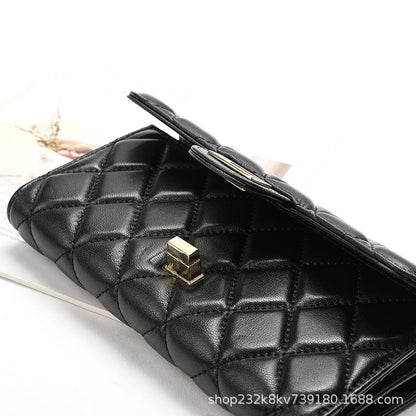 レディース財布チェックの小銭入れファッションのヒツジ革のウォレット二つ折り財布クラッチバッグ何とでも合う