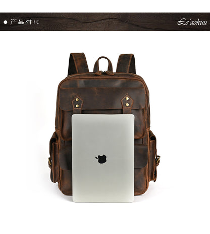 メンズリュック牛革本革製大容量アウトドアカジュアル男性用旅行かばんパソコンバッグ