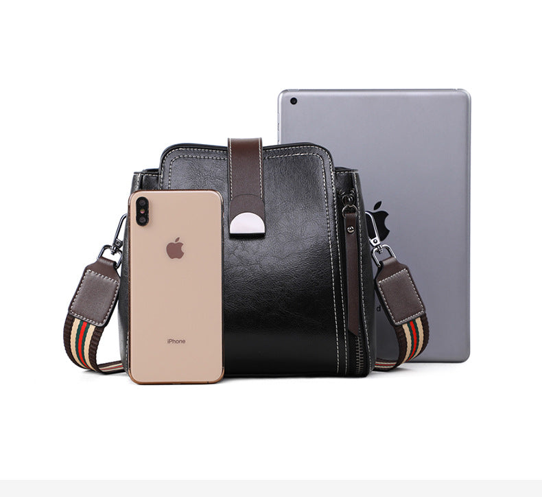 本革バケツバッグ斜め掛けバッグレディースファッションブロードバンドシンプルショルダーバッグ.ポシェット