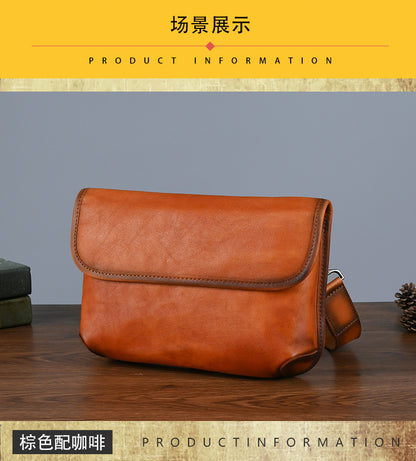 メンズショルダーバッグ牛革本革製スマホポーチレトロ男性斜めがけバッグ