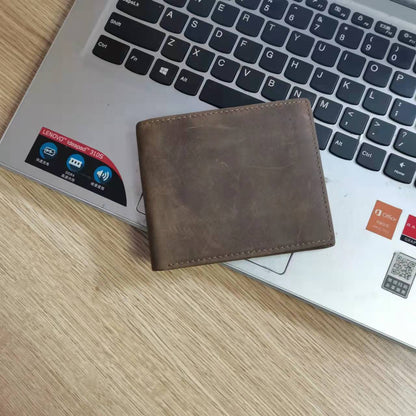 メンズ短財布2つ折り牛革レトロファッション男性用ウォレット