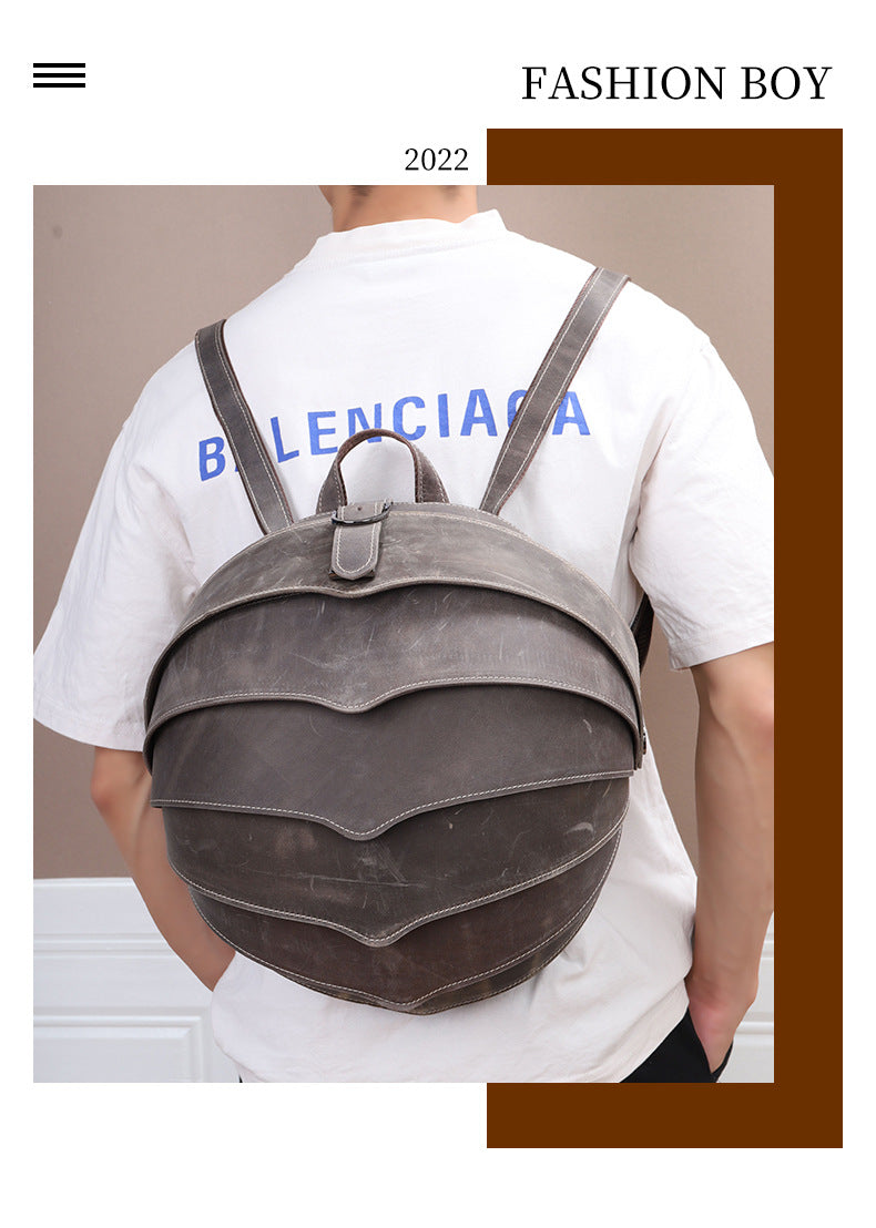 メンズリュック牛革本革製クレイジー・ホース個性ファッションビートルズカジュアル男性用旅行かばん