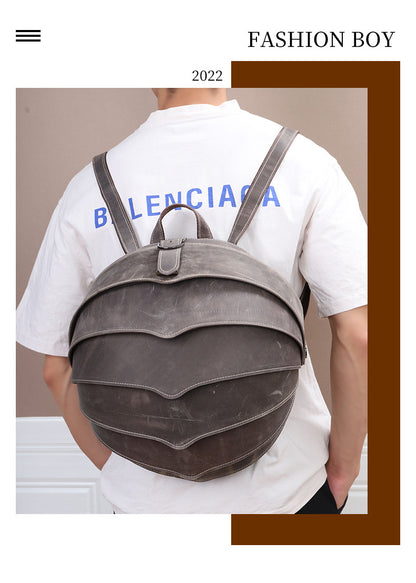 メンズリュック牛革本革製クレイジー・ホース個性ファッションビートルズカジュアル男性用旅行かばん