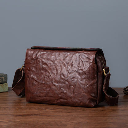 メンズショルダーバッグ牛革本革製レトロ男性斜めがけバッグ