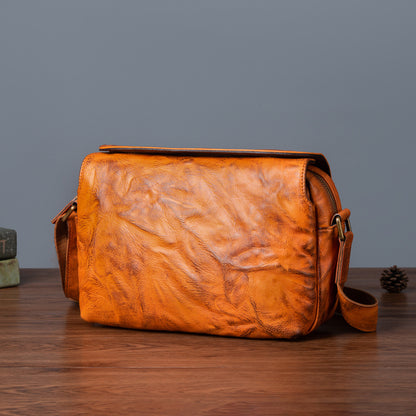 メンズショルダーバッグ牛革本革製レトロ男性斜めがけバッグ