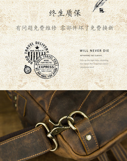 メンズバストバッグ 牛革本革製 手作り カジュアルヴィンテージ個性韩国ファッション男性用斜めがけバッグ