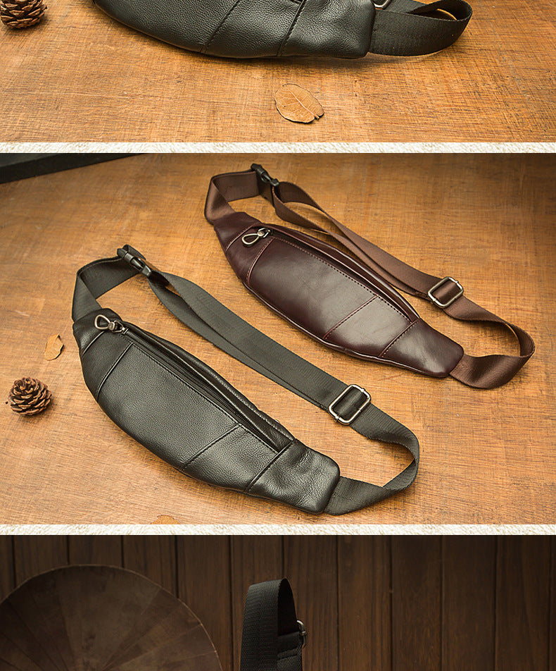 メンズバストバッグ手作り牛革本革製カジュアル携帯電話ウエストポーチスポーツアウトドア個性ファッション男性ショルダーバッグ斜めがけバッグ