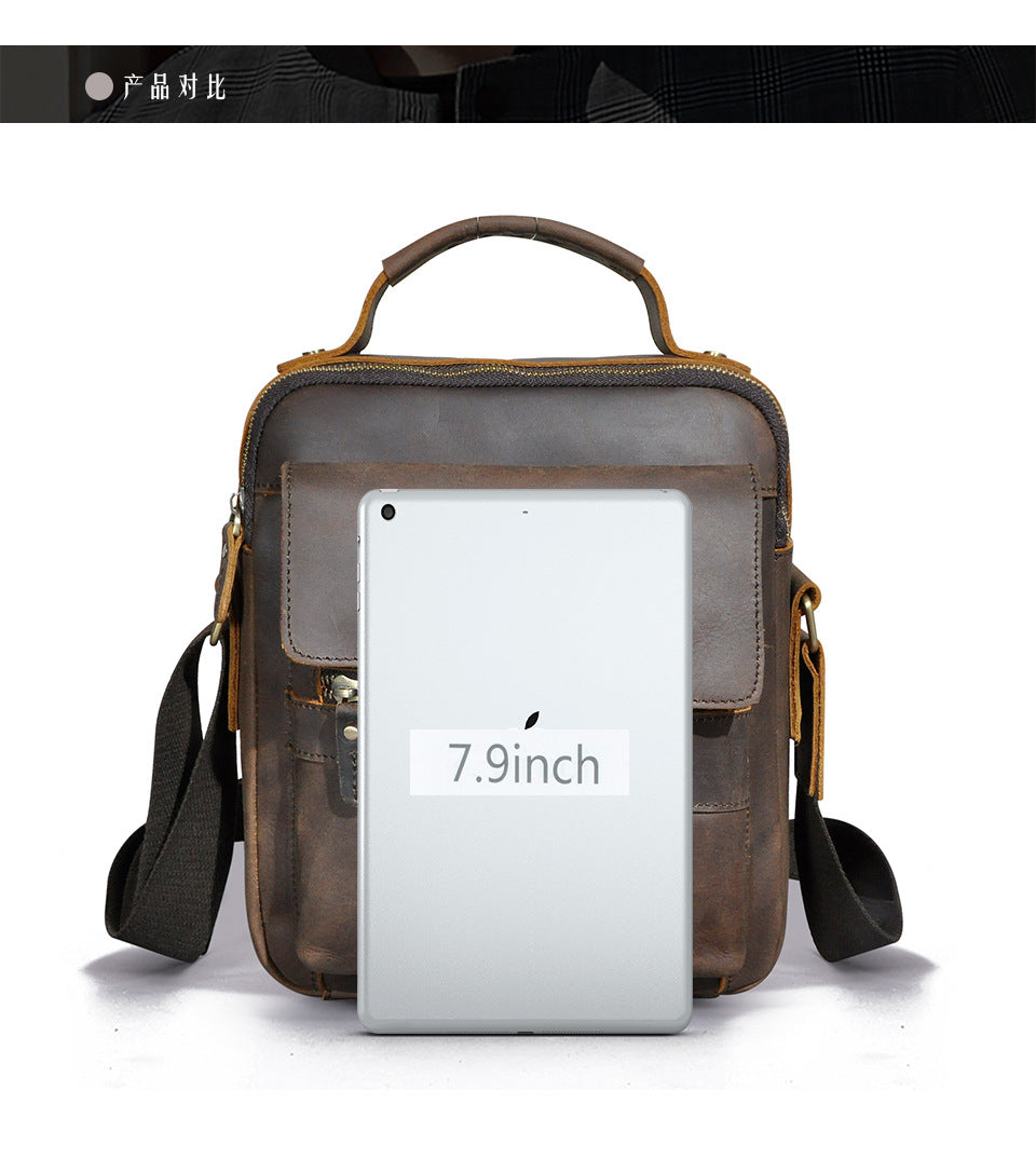 メンズショルダーバッグ牛革本革製レトロアウトドア旅行 男性用斜めがけバッグ