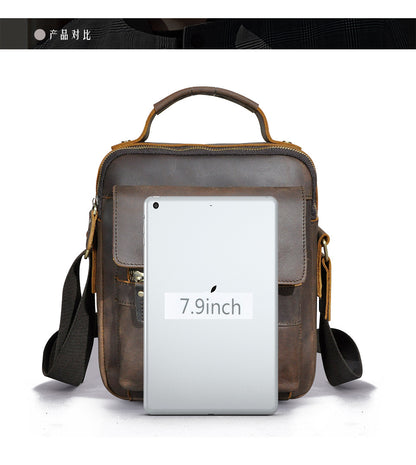 メンズショルダーバッグ牛革本革製レトロアウトドア旅行 男性用斜めがけバッグ