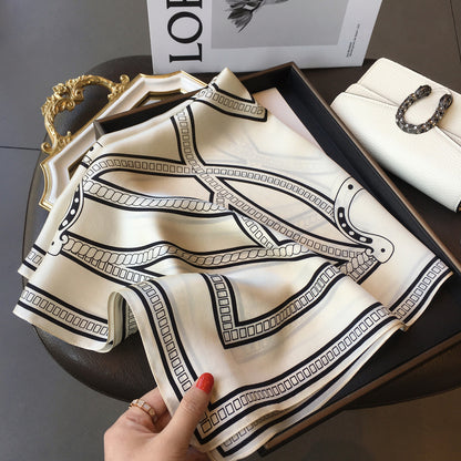 シルクスカーフプリント柄エレガントおしゃれなシルクの飾りネッカチーフマフラーレディーススカーフ