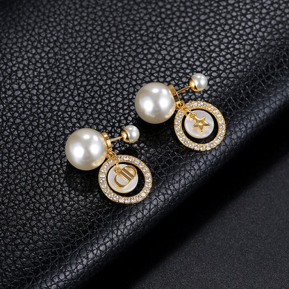 イヤリング大小パール貝殻キュービックシャシ贅沢を軽んじるピアス