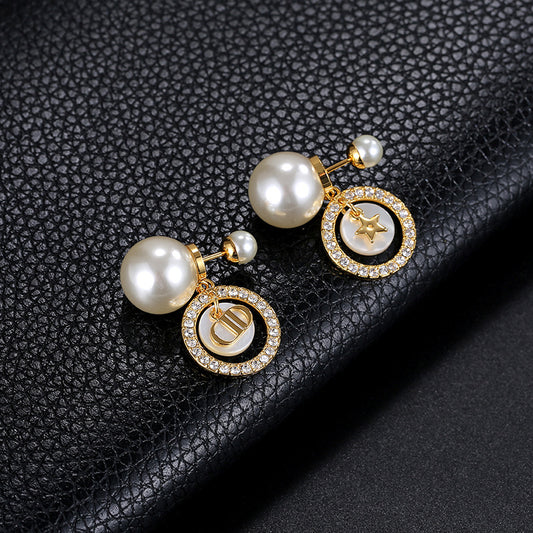 イヤリング大小パール貝殻キュービックシャシ贅沢を軽んじるピアス