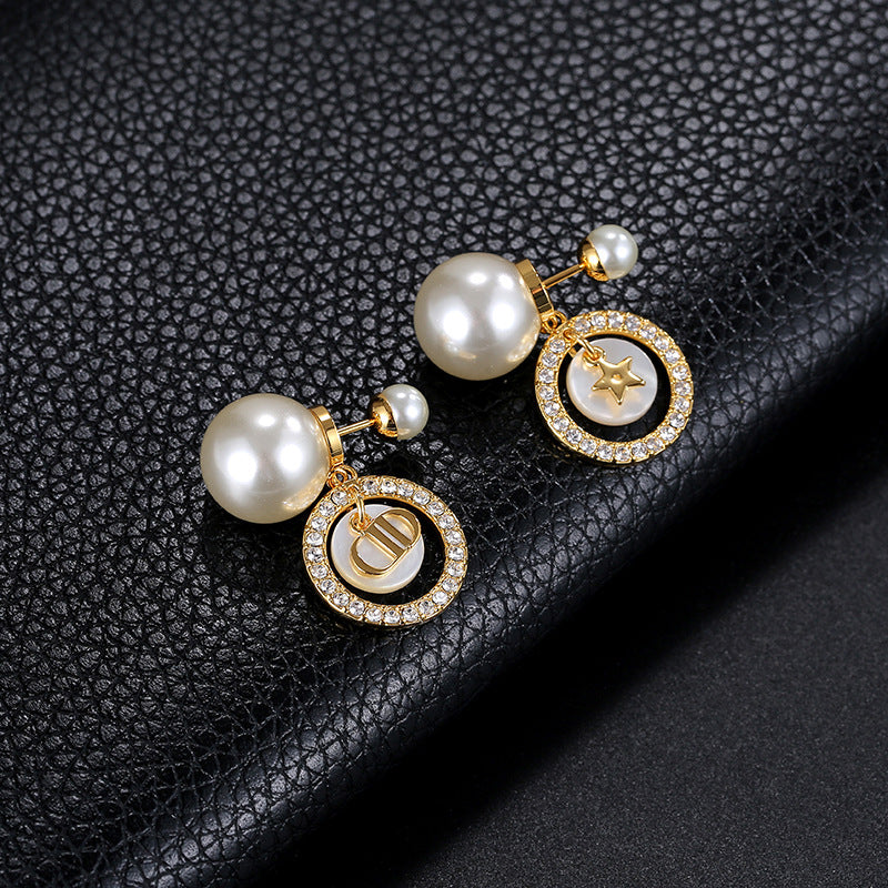 イヤリング大小パール貝殻キュービックシャシ贅沢を軽んじるピアス