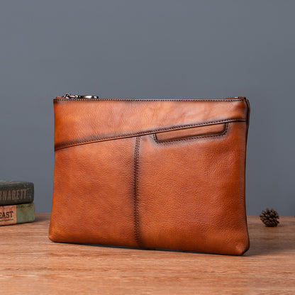 メンズ財布牛革本革製クラッチバッグレトロカジュアル男性用ハンドバッグ
