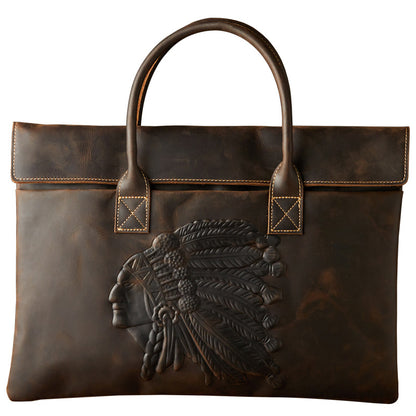 メンズ手提げかばんハンドバッグ手作業牛皮クレイジー・ホース 出張携帯便利ビジネスカジュアル男性用ブリーフケース薄型パソコンバッグ