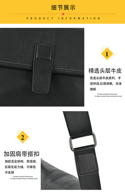 メンズショルダーバッグ牛革本革製カジュアルビジネス 男性斜めがけバッグ