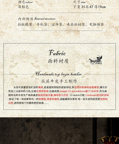 メンズリュック手作り牛革本革製クレイジー・ホースレトロ大容量 パソコンバッグカジュアルファッション出張旅行かばん