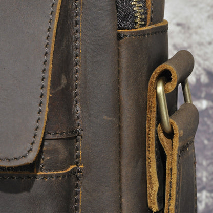 メンズショルダーバッグ牛革本革製レトロアウトドア旅行 男性用斜めがけバッグ