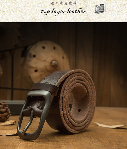 メンズベルト牛革本革製手作り針バックルレトロカジュアル男性用ベルト