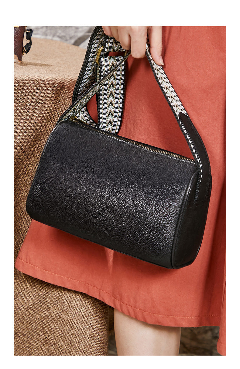 レディースバッグレトロ大容量牛革ブロードバンドシンプル通勤OL何とでも合うショルダーバッグ.ポシェット