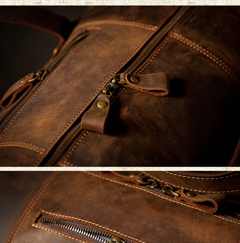 メンズ旅行かばん 手提げかばん 手作り オリジナル レトロ 大容量 牛革本革製 荷物かばん 男性斜めがけショルダーバッグ