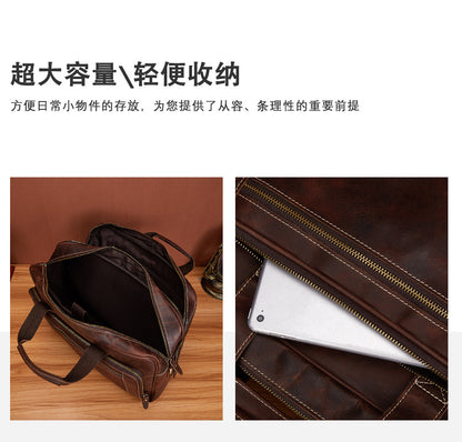 メンズハンドバッグブリーフケース牛革本革製レトロビジネス男性パソコンバッグ