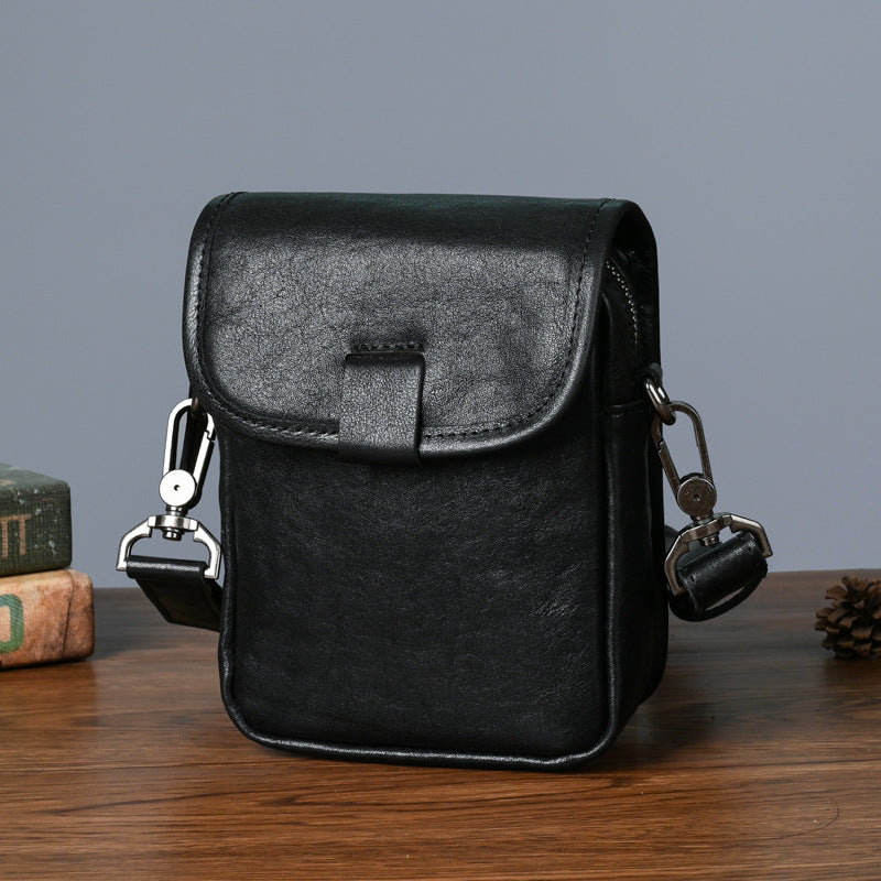 メンズショルダーバッグ牛革本革製レトロカジュアル旅行バッグ男性斜めがけバッグスマホポーチ