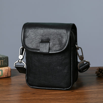メンズショルダーバッグ牛革本革製レトロカジュアル旅行バッグ男性斜めがけバッグスマホポーチ