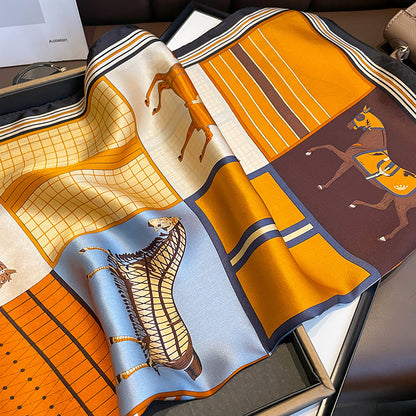 スカーフプリント柄オスカーフ枚高級シルクエレガント日焼け止め通勤気質シルクのスカーフ