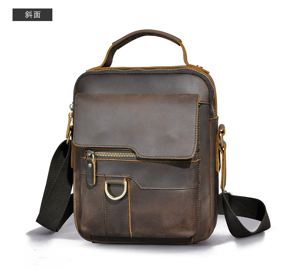 メンズショルダーバッグ牛革本革製レトロアウトドア旅行 男性用斜めがけバッグ