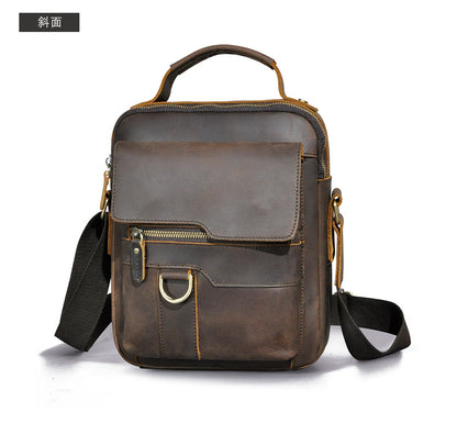 メンズショルダーバッグ牛革本革製レトロアウトドア旅行 男性用斜めがけバッグ