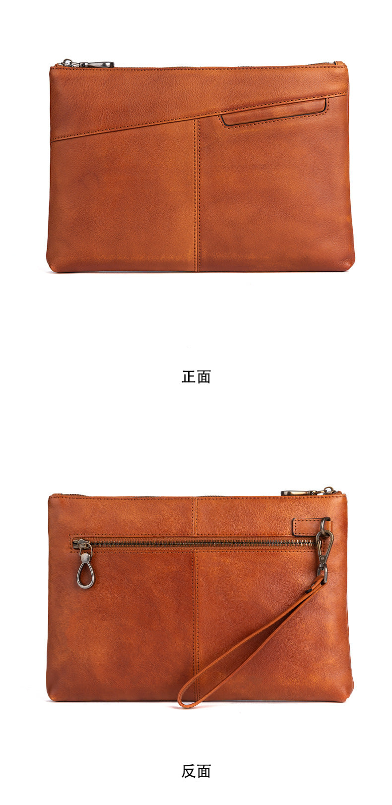 メンズ財布牛革本革製クラッチバッグレトロカジュアル男性用ハンドバッグ