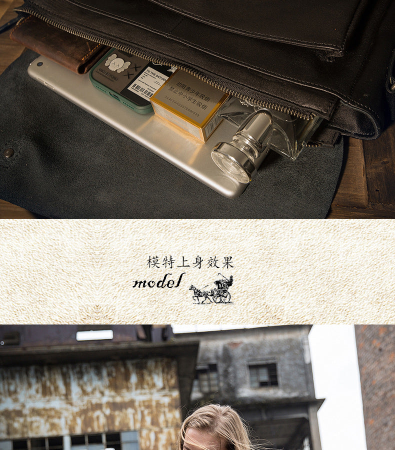 メンズメッセンジャーバッグ韩国ファッションカジュアル手作り牛皮本革製男性斜めがけショルダーバッグ