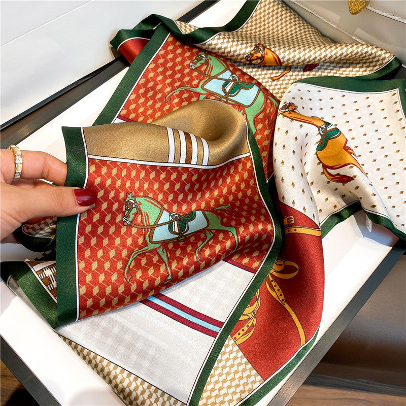 シルクのスカーフチェック柄スカーフ二重シルクサテンスカーフ桑蚕糸細長いリボン両面ネッカチーフおしゃれスカーフ