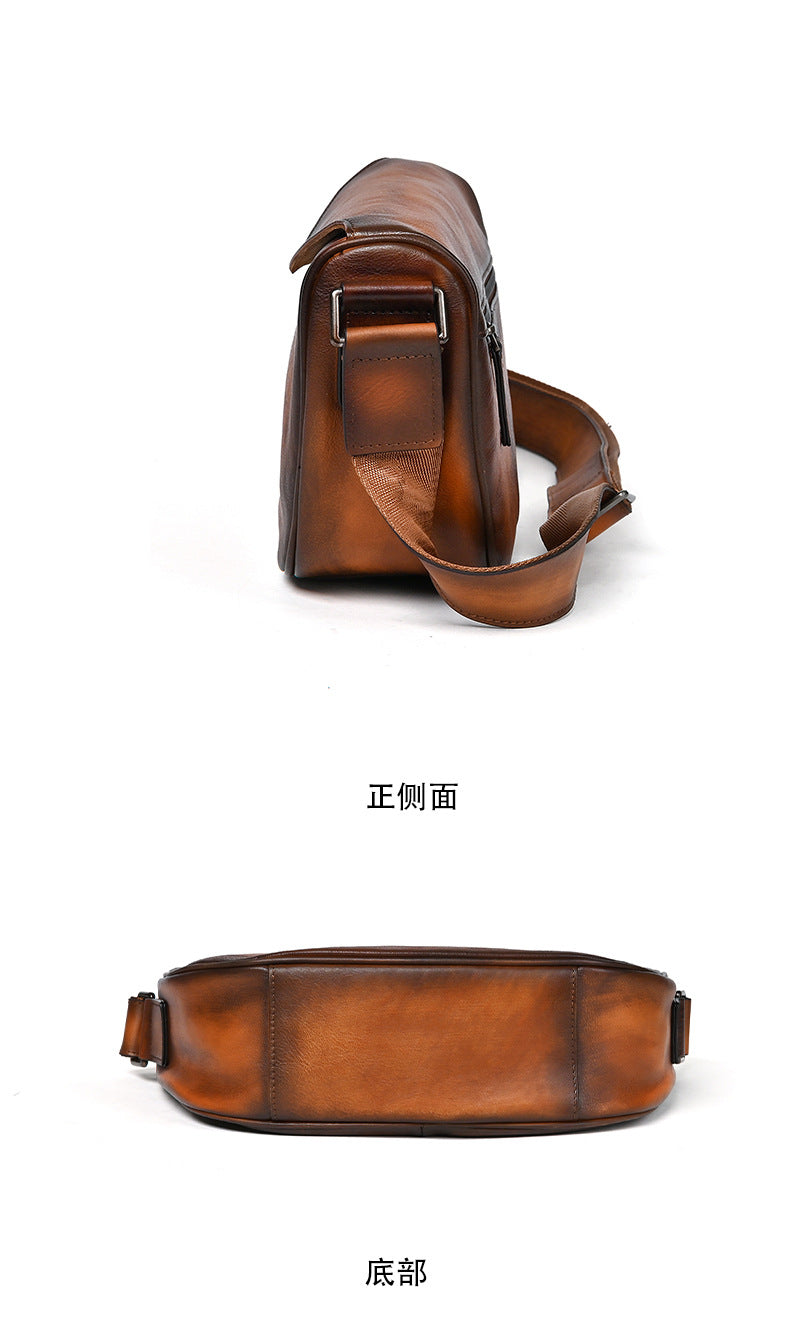メンズショルダーバッグ牛革本革製カジュアルビジネス男性用斜めがけバッグ
