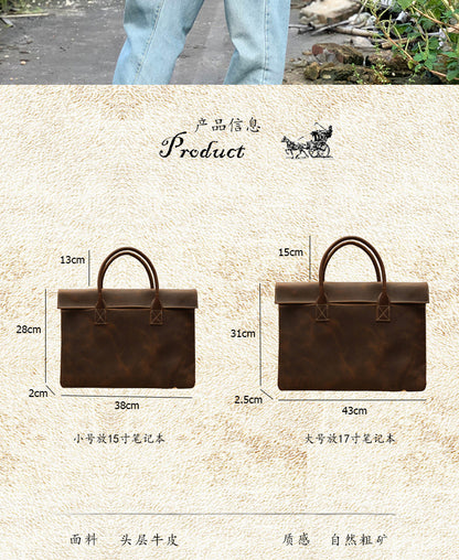 メンズ手提げかばん ハンドバッグ 手作業 韩国ファッション 牛革本革製 カジュアルビジネス用ブリーフケース薄型パソコンバッグ