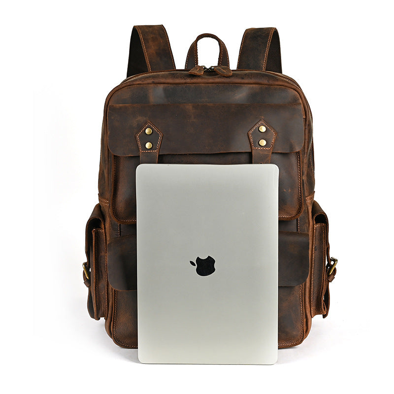 メンズリュック牛革本革製大容量アウトドアカジュアル男性用旅行かばんパソコンバッグ