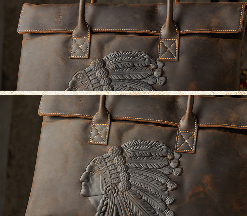 メンズ手提げかばんハンドバッグ手作業牛皮クレイジー・ホース 出張携帯便利ビジネスカジュアル男性用ブリーフケース薄型パソコンバッグ