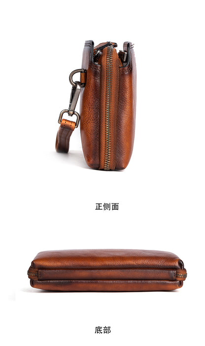 メンズクラッチバッグ牛革本革製実用レトロカジュアル男性バッグ