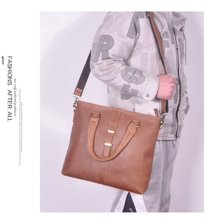 メンズブリーフケースショルダーバッグレトロビジネスハンドバッグ牛革本革製男性パソコンバッグ