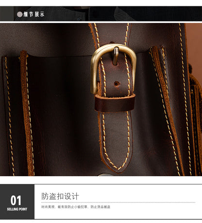 メンズブリーフケースハンドバッグ牛革本革製レトロビジネス男性用パソコンバッグ