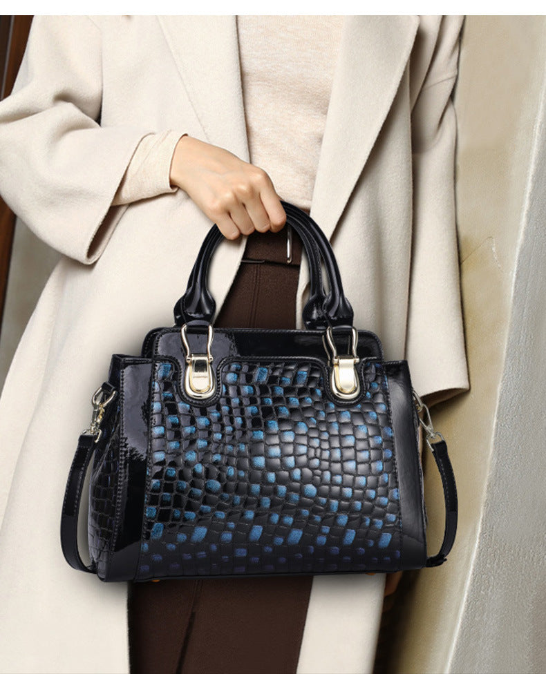 ヒョウ柄本革レディースバッグトップ牛革大容量レトロバッグショルダーバッグシンプル高品質ハンドバッグ.カバン