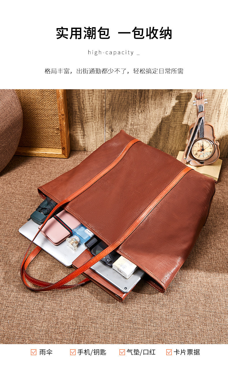 本革レディースバッグレトロわきの下バッグ大容量牛革トートバッグ大きなバッグショルダーバッグ.ポシェット