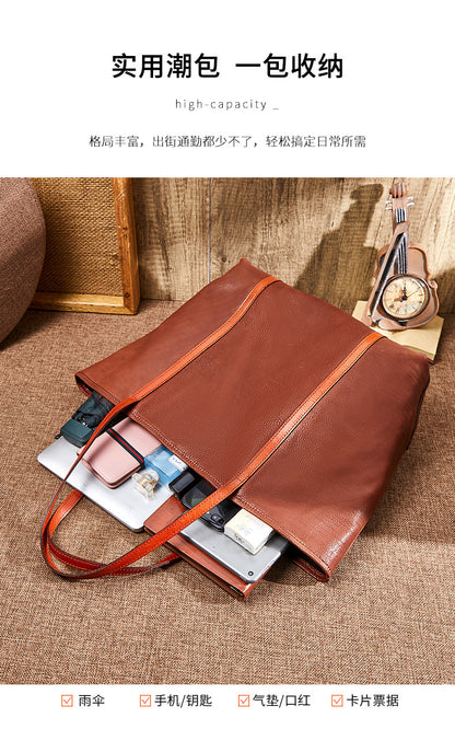 本革レディースバッグレトロわきの下バッグ大容量牛革トートバッグ大きなバッグショルダーバッグ.ポシェット