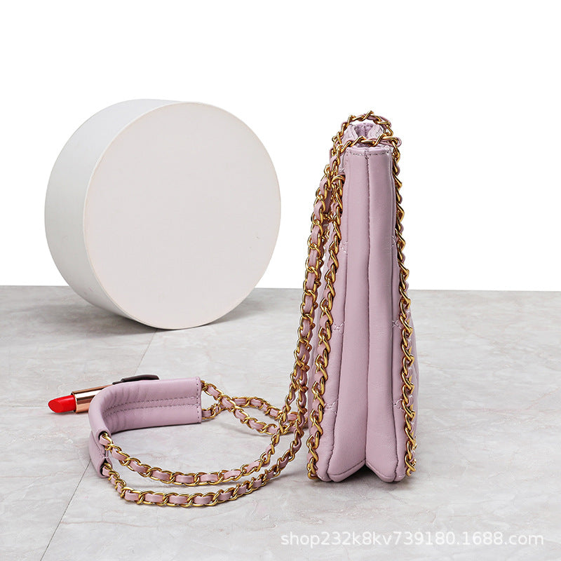 高品質のチェックレディースチェーンバッグヒツジ革バケツバッグ何とでも合う本革ショルダーバッグ.ポシェット