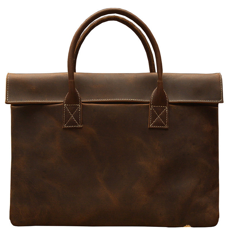 メンズ手提げかばん ハンドバッグ 手作業 韩国ファッション 牛革本革製 カジュアルビジネス用ブリーフケース薄型パソコンバッグ