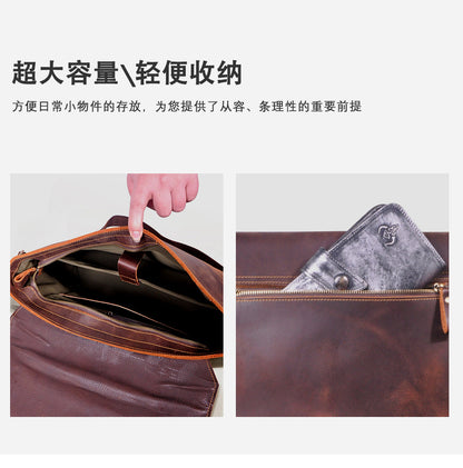 メンズ斜めがけバッグ牛革本革製レトロ男性用ショルダーバッグ